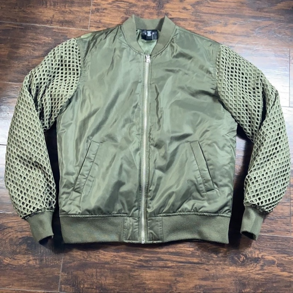 Net sleeves Bomber Jacket